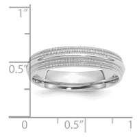 SSilver Rhodium-plated 5mm Comfort Fit Double Milgrain Size 12 Band