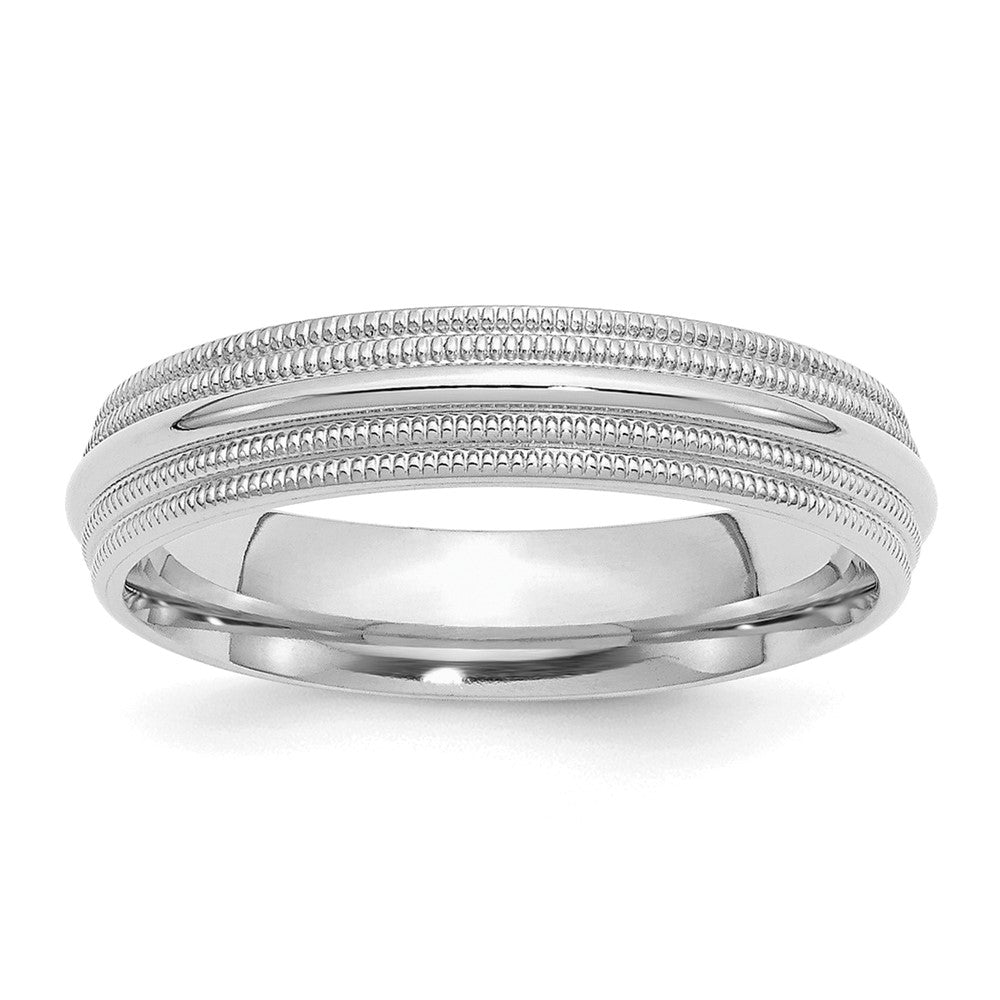 SSilver Rhodium-plated 5mm Comfort Fit Double Milgrain Size 8.5 Band
