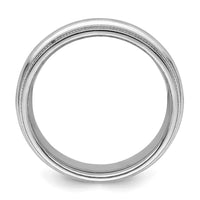 Sterling Silver Rhodium 6mm Comfort Fit Double Milgrain Size 7 Band