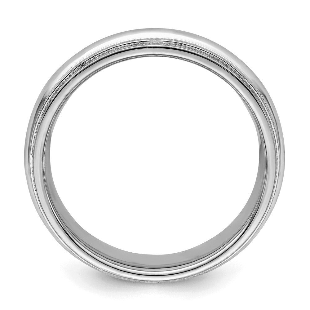 Sterling Silver Rhodium 6mm Comfort Fit Double Milgrain Size 9 Band