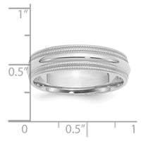 Sterling Silver Rhodium 6mm Comfort Fit Double Milgrain Size 13.5 Band