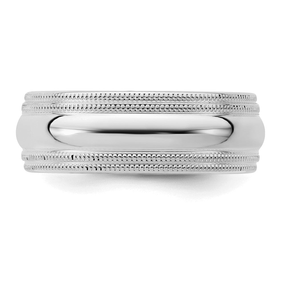 Sterling Silver Rh-plated 7mm Comfort Fit Double Milgrain Size 4.5 Band