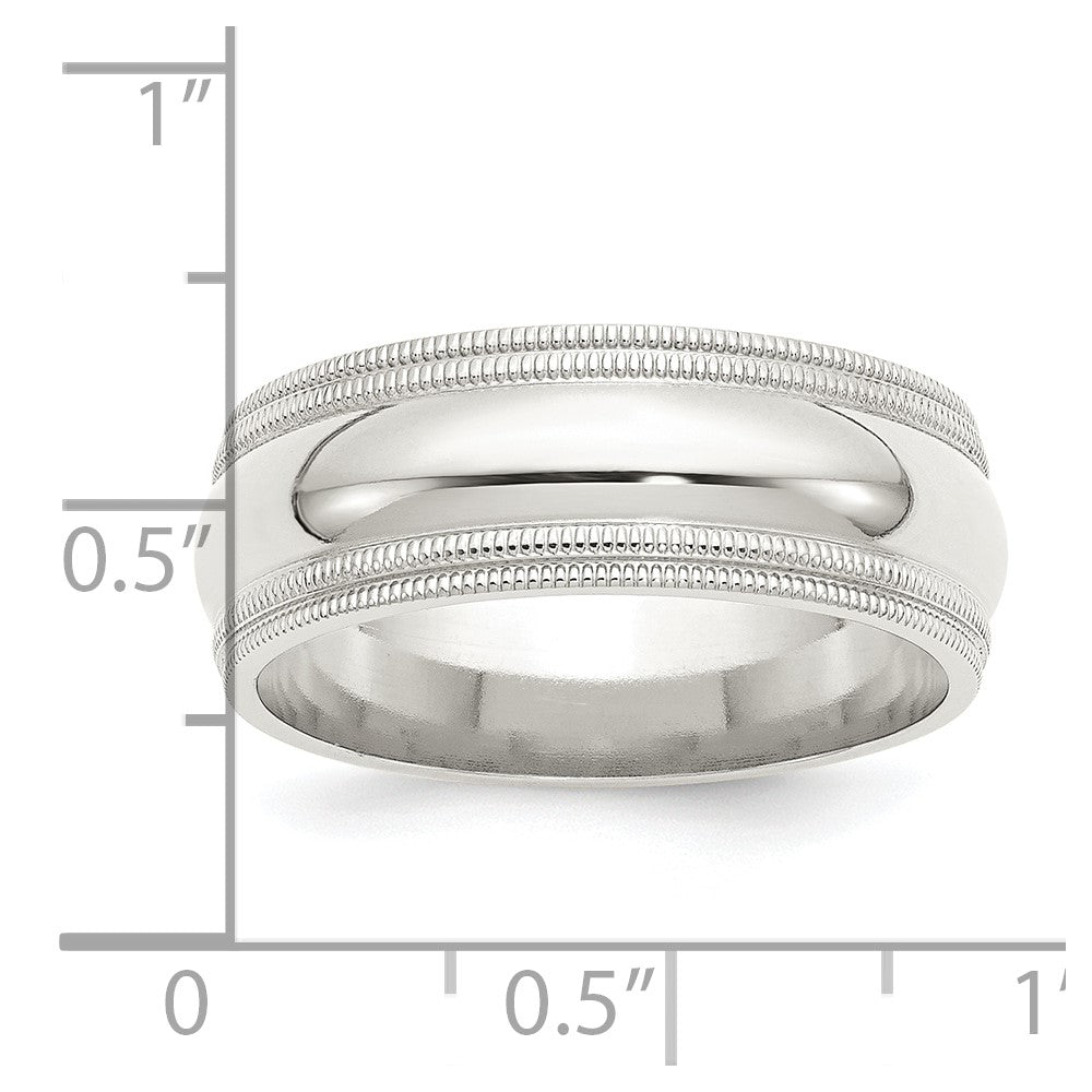 Sterling Silver 8mm Comfort Fit Double Milgrain Size 9.5 Band