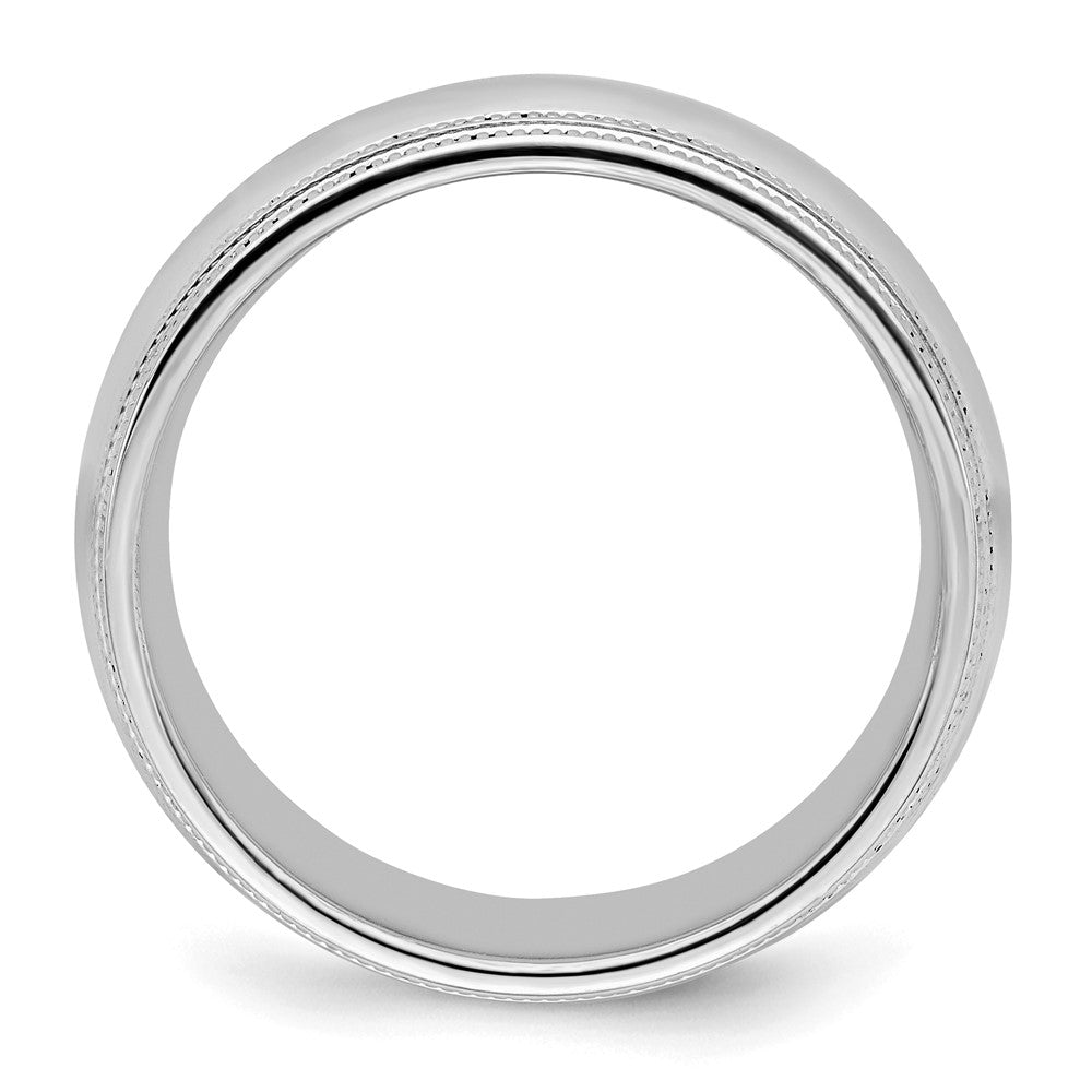 Sterling Silver Rh-plated 8mm Comfort Fit Double Milgrain Size 11.5 Band