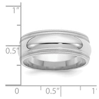 Sterling Silver Rh-plated 8mm Comfort Fit Double Milgrain Size 13.5 Band