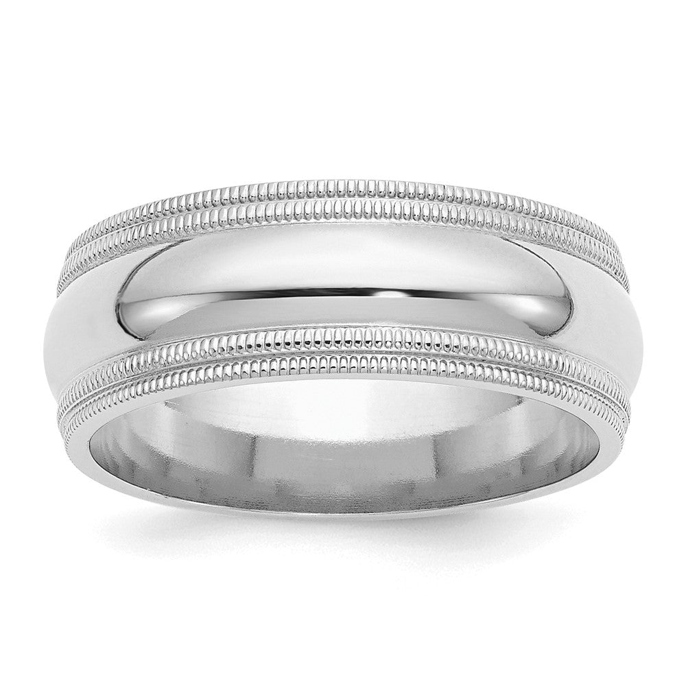 Sterling Silver Rh-plated 8mm Comfort Fit Double Milgrain Size 12 Band