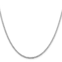 Sterling Silver Rhodium-plated 2.3mm Solid Rope Chain
