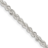 Sterling Silver 3mm Solid Rope Chain