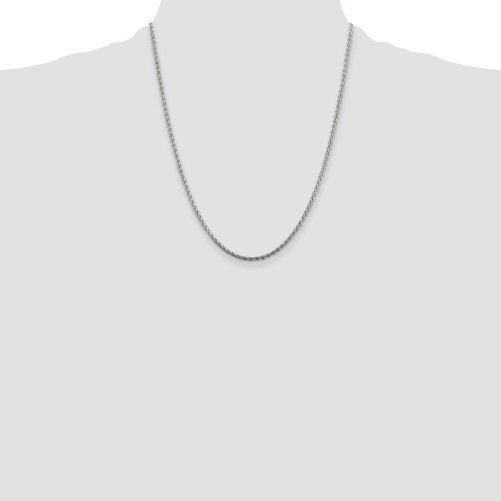 Sterling Silver 2mm Diamond-cut Spiga Chain w/4in ext.