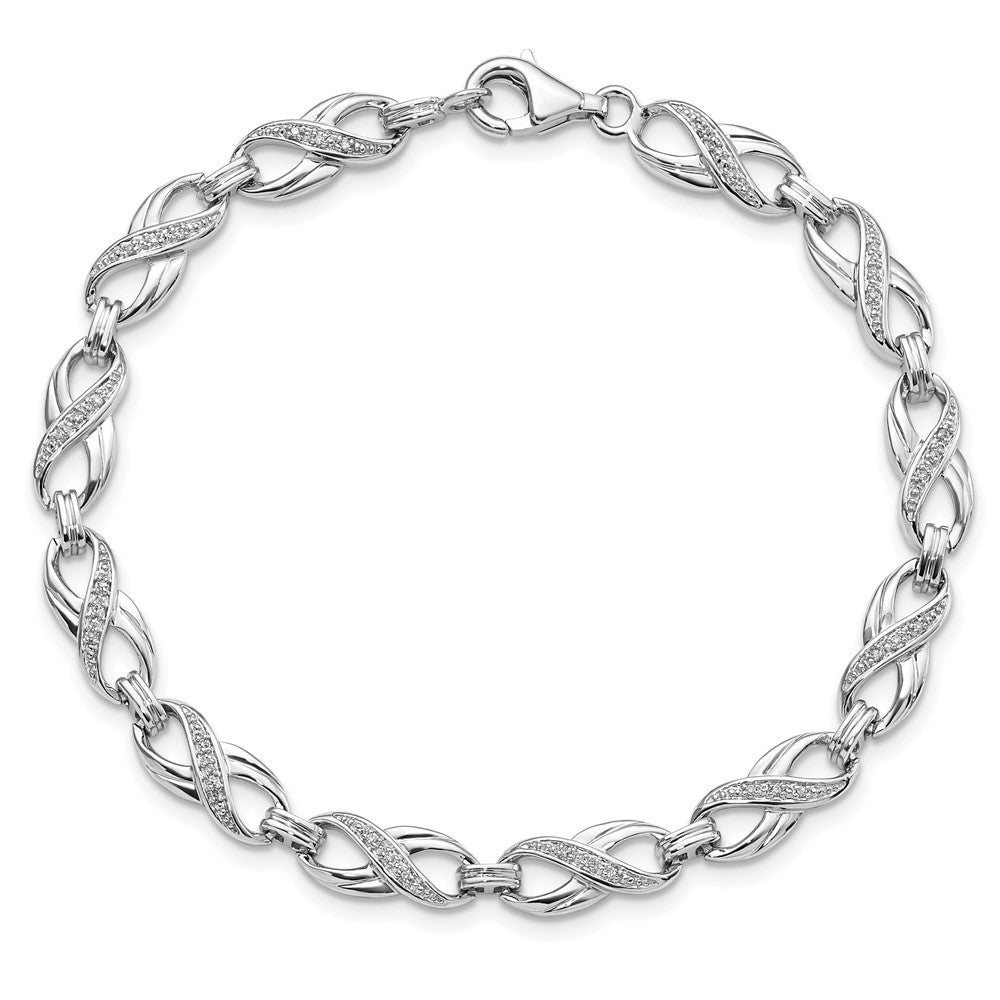 Sterling Silver Rhodium-plated Diam. Bracelet