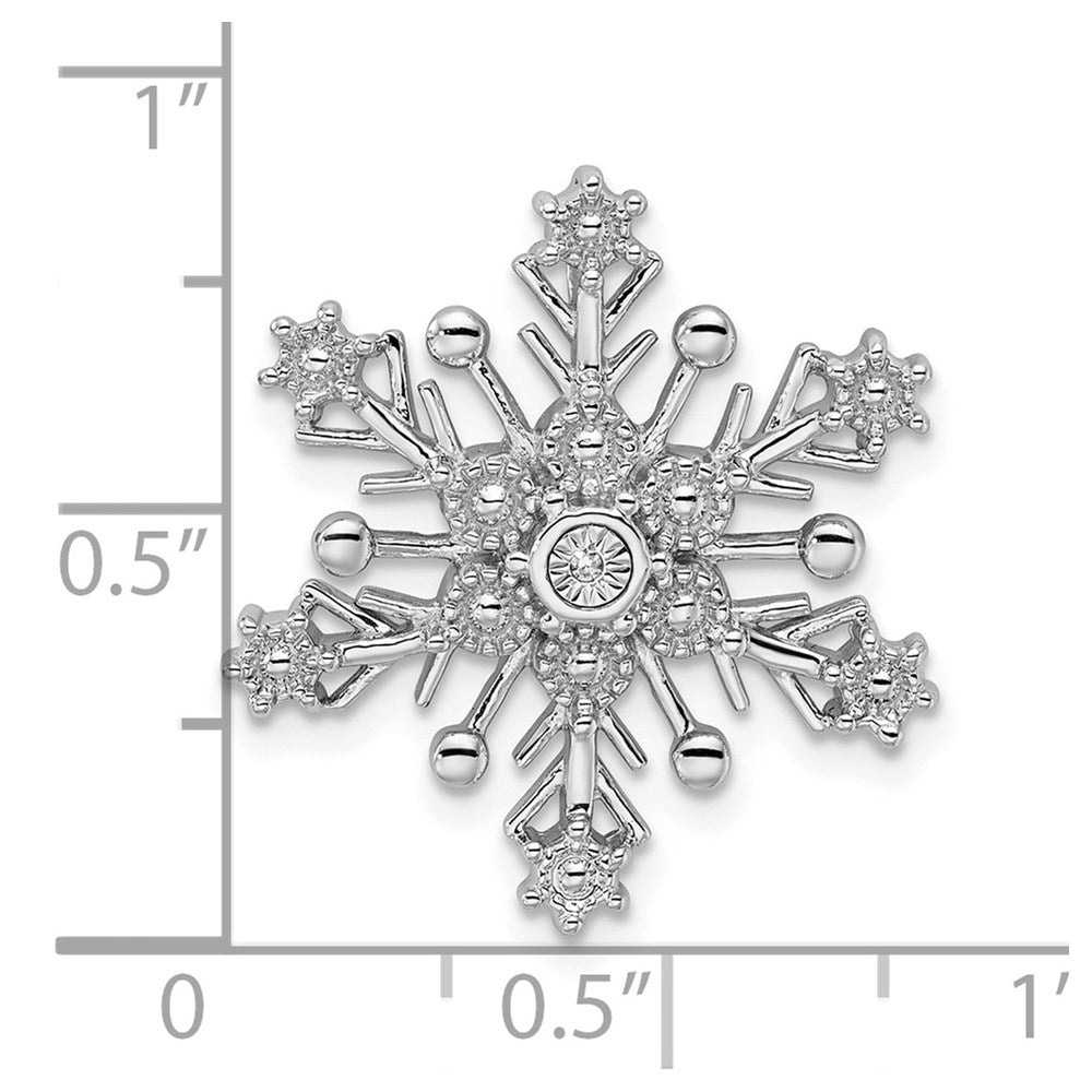 Sterling Silver Rhodium Diam. Snowflake Chain Slide