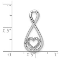 Sterling Silver Rhodium-Plated Diamond Heart in Teardrop Slide Pendant