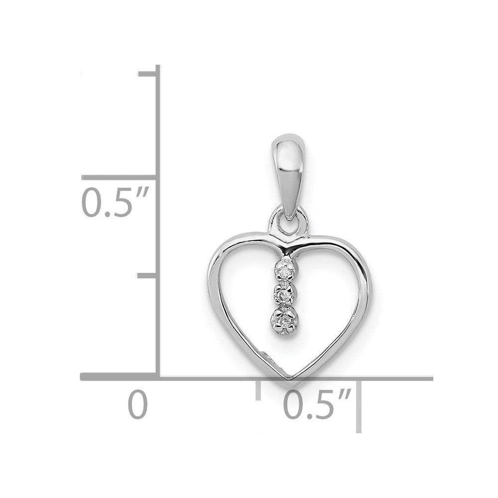 Sterling Silver Diamond Rhodium Heart Pendant