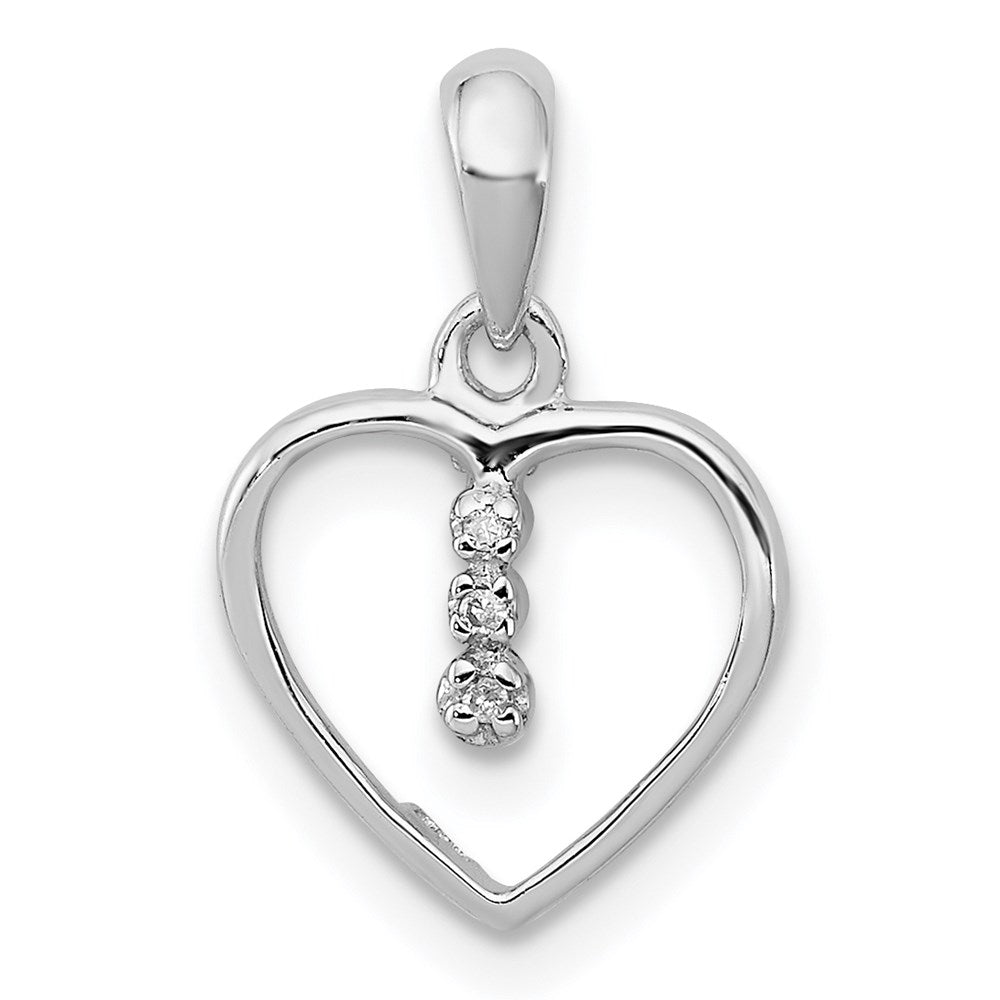 Sterling Silver Diamond Rhodium Heart Pendant