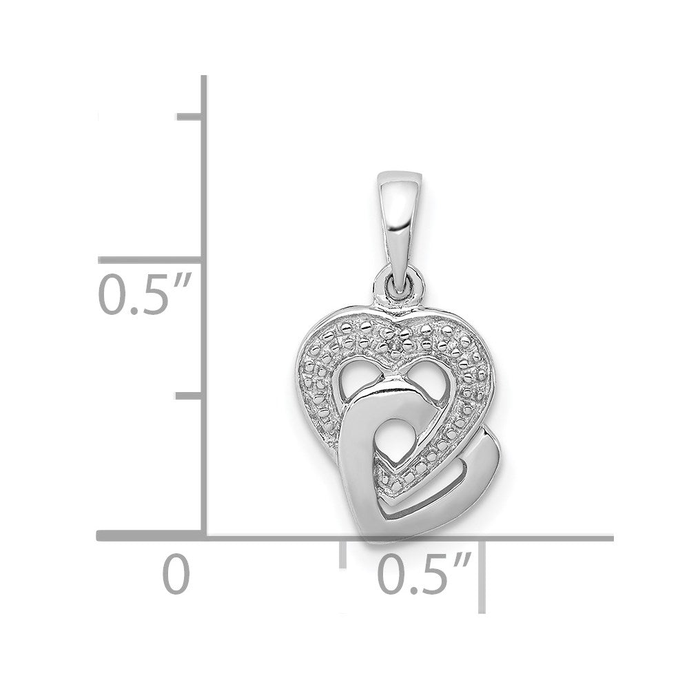 Sterling Silver Rhodium Diam. Accent Heart Pendant