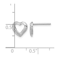 Sterling Silver Rhodium Diamond Heart Post Earrings