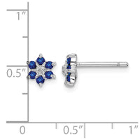 Sterling Silver Rhodium Sapphire & Diamond Post Earrings