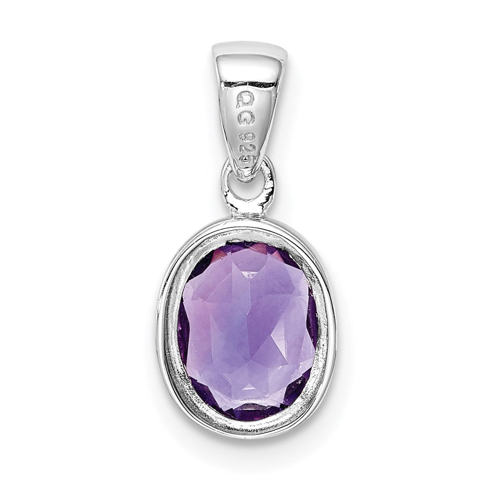 Sterling Silver Rhodium Planted Amethyst Pendant