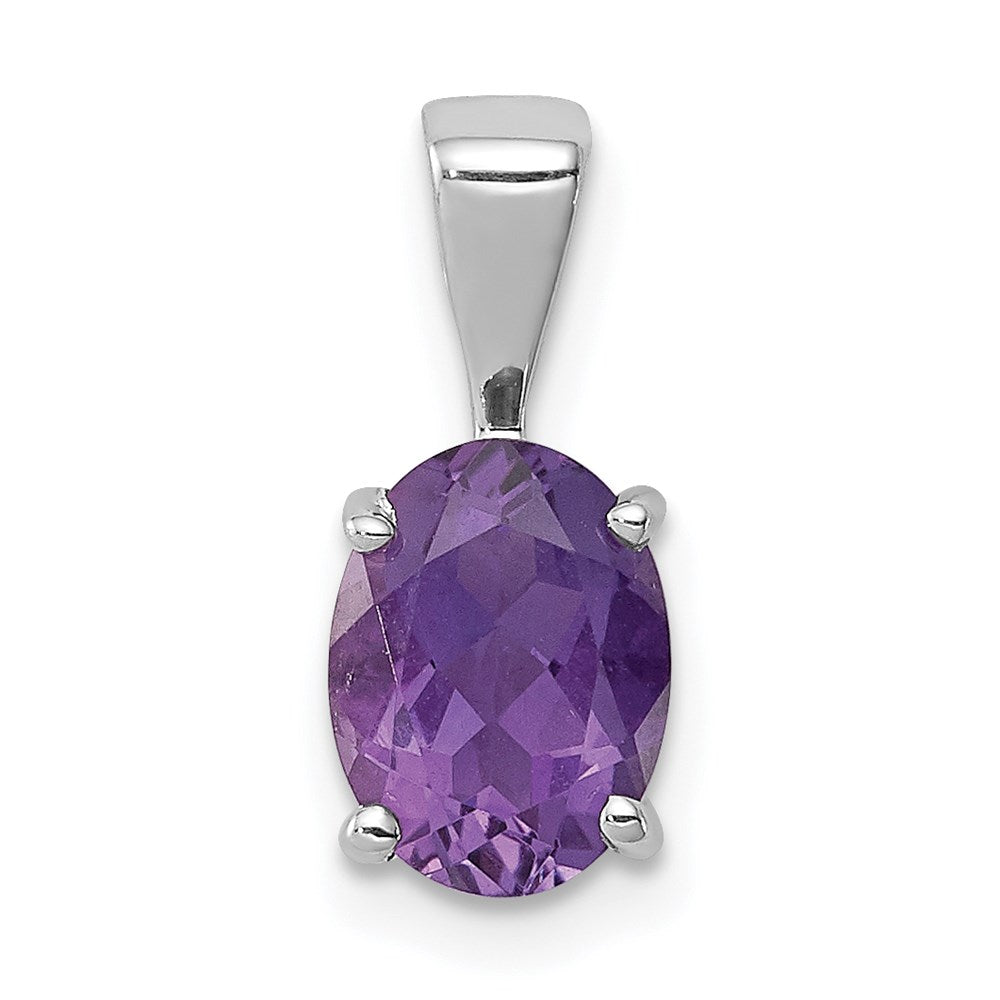 Sterling Silver Rhodium Plated Amethyst Pendant