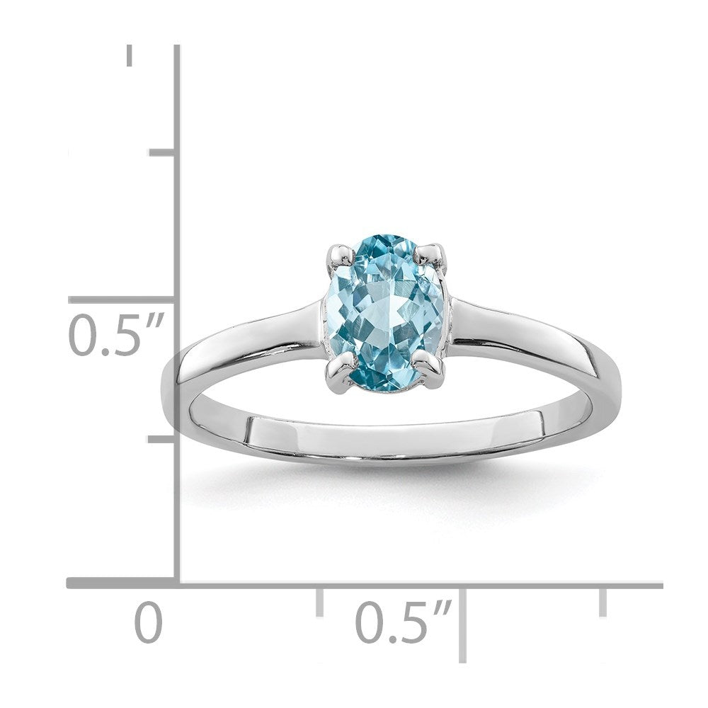 Sterling Silver Rhodium Light Swiss Blue Topaz Ring