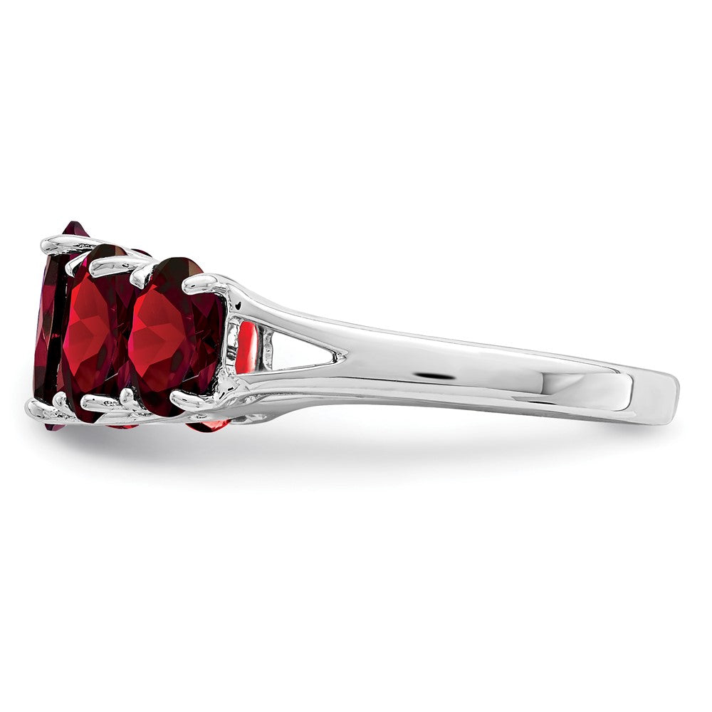 Sterling Silver Rhodium Garnet Ring