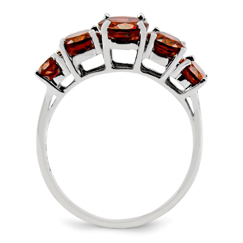 Sterling Silver Rhodium Garnet Ring