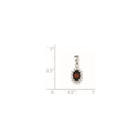 Sterling Silver Rhodium Garnet & Diamond Pendant