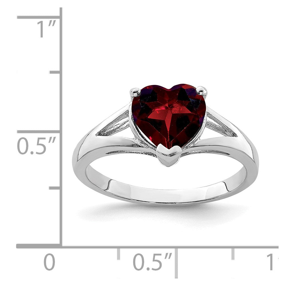 Sterling Silver Rhodium Garnet Ring