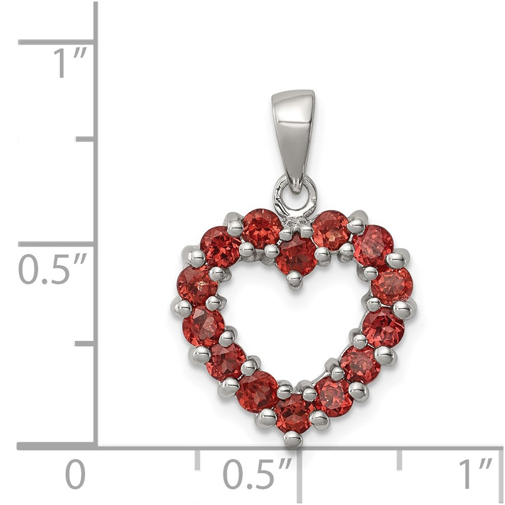 Sterling Silver Rhodium Garnet Pendant
