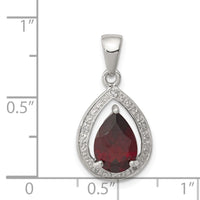 Sterling Silver Rhodium Garnet & Diamond Pendant