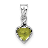 Sterling Silver Rhodium Plated Peridot and Diamond Pendant