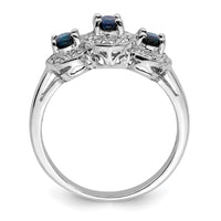 Sterling Silver Rhodium-plated Sapphire & Diamond Ring