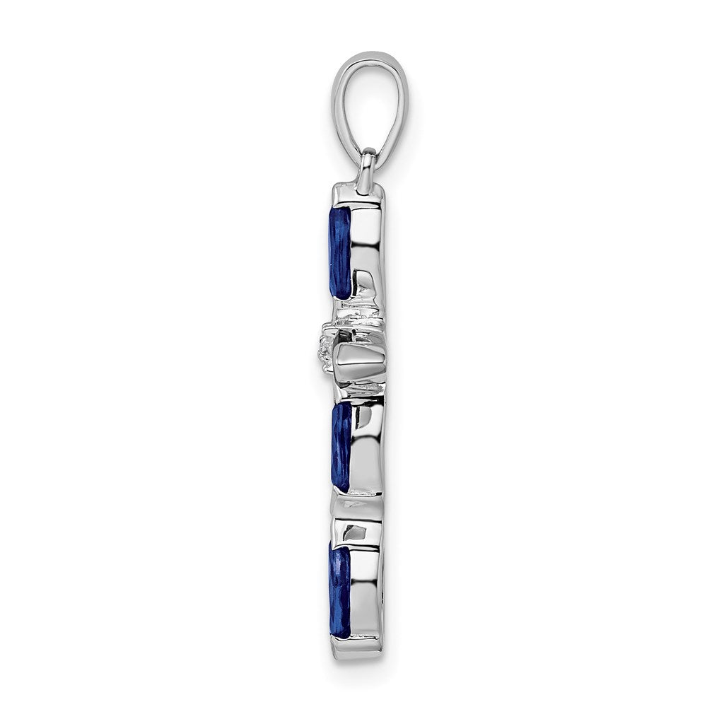 Sterling Silver Rhodium Sapphire Diamond Pendant