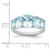 Sterling Silver Rhodium Aqua Ring
