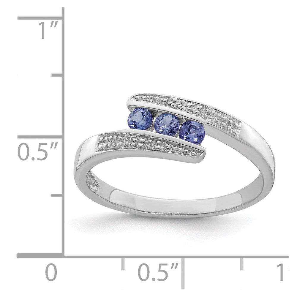 Sterling Silver Rhodium Tanzanite & Diam. Ring