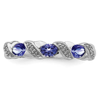 Sterling Silver Rhodium Tanzanite & Diam. Ring