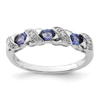 Sterling Silver Rhodium Tanzanite & Diam. Ring