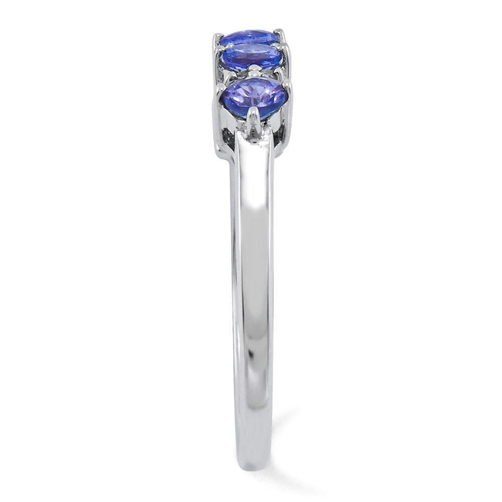Sterling Silver Rhodium Tanzanite & Diam. Ring