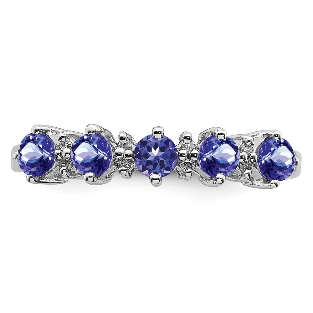 Sterling Silver Rhodium Tanzanite & Diam. Ring