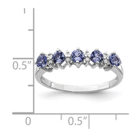 Sterling Silver Rhodium Tanzanite & Diam. Ring