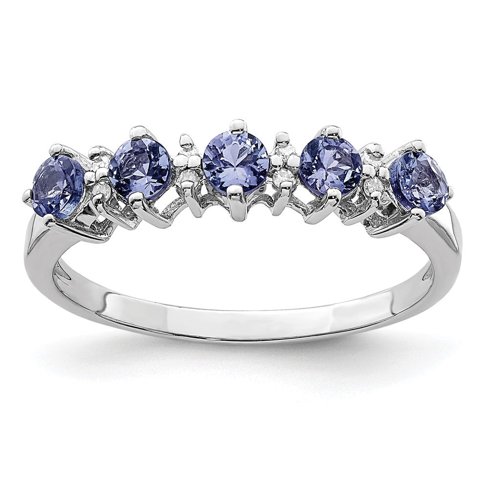 Sterling Silver Rhodium Tanzanite & Diam. Ring