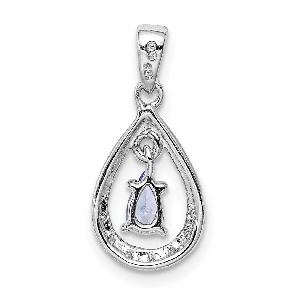 Sterling Silver Rhodium-plated Tanzanite & Diamond Pendant