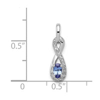 Sterling Silver Rhodium-plated Tanzanite & Diamond Pendant