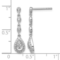 Sterling Silver Rhodium & Diam. Teardrop Post Dangle Earrings