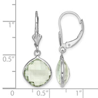 Sterling Silver Rhodium-plated Green Quartz Dangle Lever Back Earrings