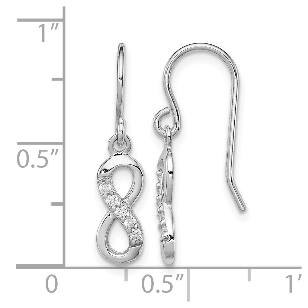 Sterling Silver Rhodium-plated with CZ Infinity Shepherd Hook Earrings