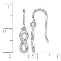 Sterling Silver Rhodium-plated with CZ Infinity Shepherd Hook Earrings
