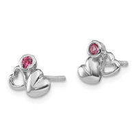 Sterling Silver RH-plated Pink Preciosa Crystal Heart Post Earrings