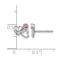 Sterling Silver RH-plated Pink Preciosa Crystal Heart Post Earrings
