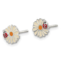 Sterling Silver Enameled Daisy & Ladybug Post Earrings